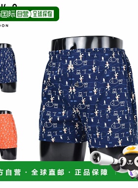 日本直邮DAKS 男士前开扣内裤LL码海军蓝橙色 NTRX-02