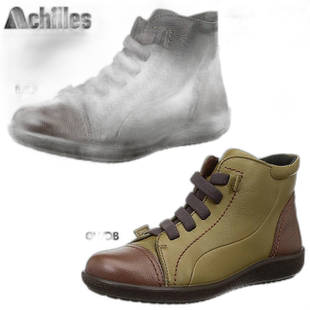 日本直邮 3E 宽 Achilles Sorbo 女式靴子鞋短款时尚防水侧拉链 A