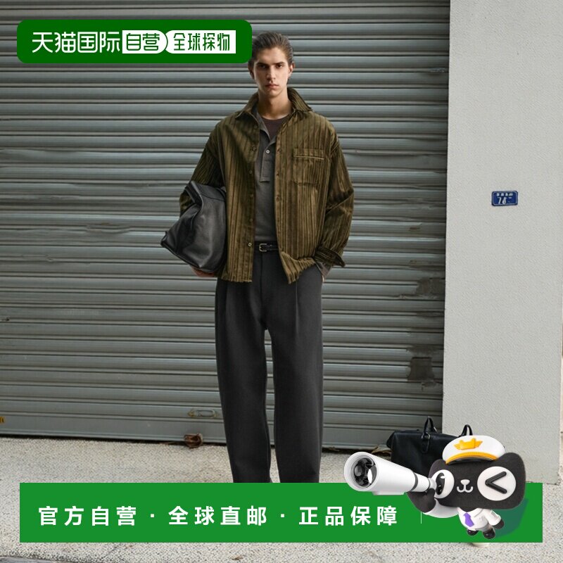 日本直邮Zara条纹图案压花天鹅绒衬衫长袖