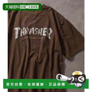 1h可退 日本直邮THRASHER 男女通用涂料处理背面大字LOGO短袖T恤