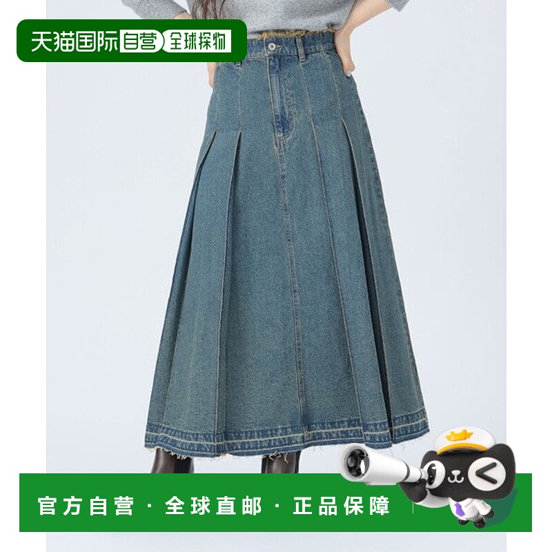 日本直邮BEAMS 宽褶边牛仔短裙 [75479699]