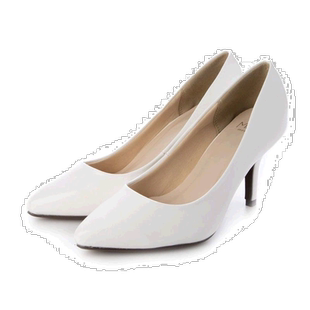 【日本直邮】Menue menue 美腿迷人尖头8cm高跟鞋（白色/光滑）