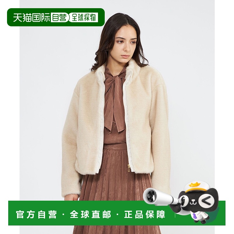 1h可退 日本直邮EPOCA 女装 环保仿毛皮短款夹克 金色拉链设计 M5