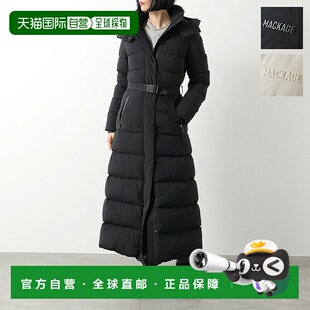 日本直邮MACKAGE CALINA-CITY 女士弹力绗缝羽绒服带Logo和帽子长