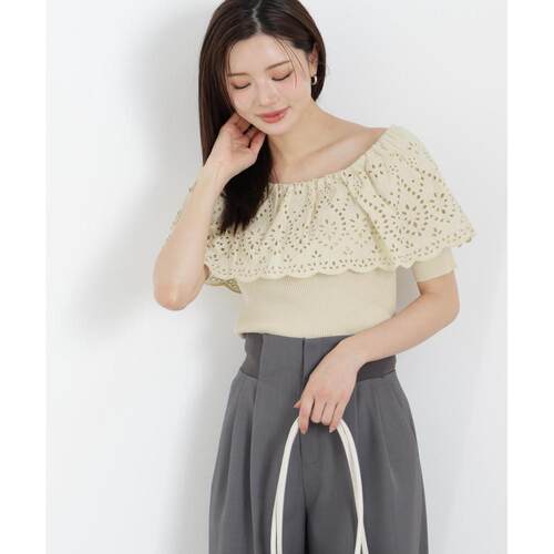 1h可退 日本直邮PROPORTION BODY DRESSING 女士木耳边露肩针织衫
