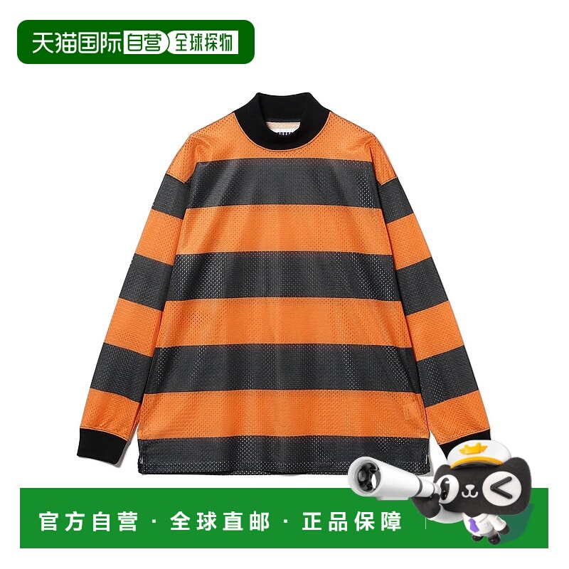 1h可退 日本直邮SHIDEN 男装 长袖高领T恤 宽条纹网眼设计 111411
