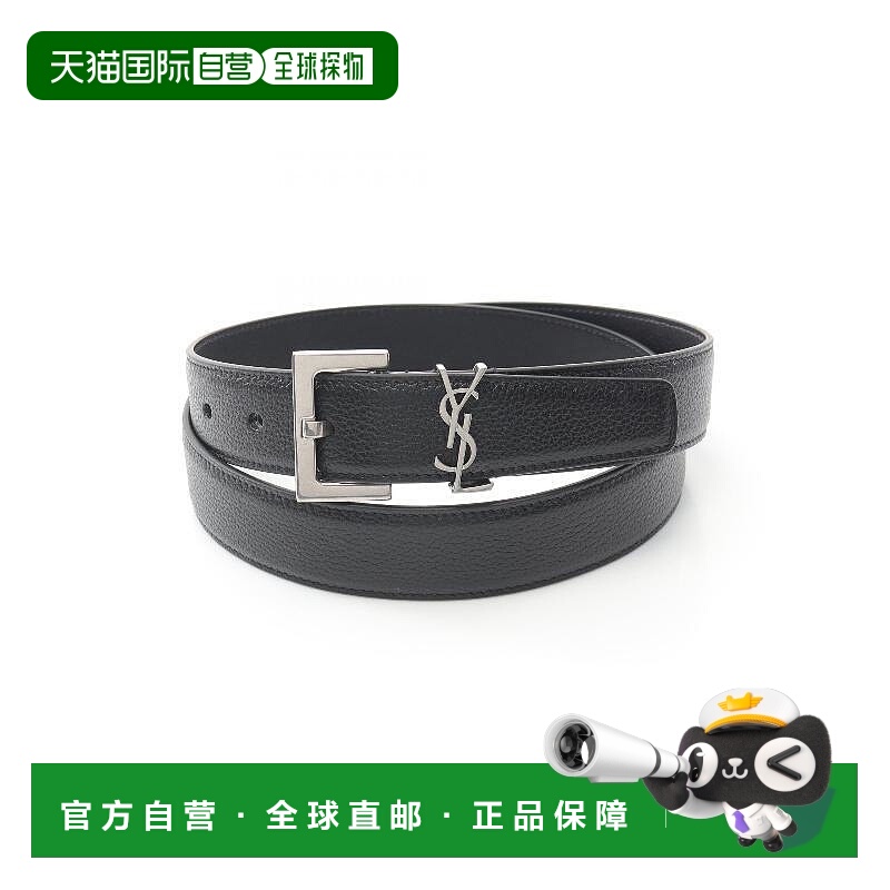 日本直邮中古YSL圣罗兰男S级99新Saint Laurent圣罗兰牛皮腰带黑