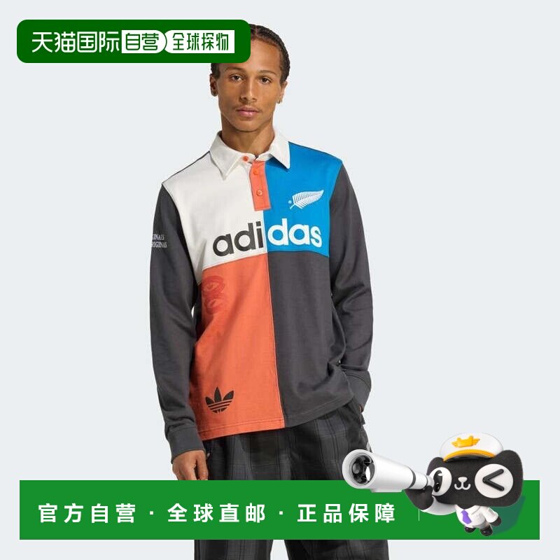 日本直邮adidas 阿迪达斯Original&S 全黑系列复古橄榄球POLO衫图片