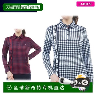 Hilfiger 女士千鸟格不对称设计长袖 日本直邮Tommy Golf Polo 衫