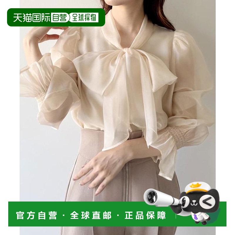 1h可退 日本直邮JUNOAH mipiarl 透明糖果袖蝴蝶结衬衫
