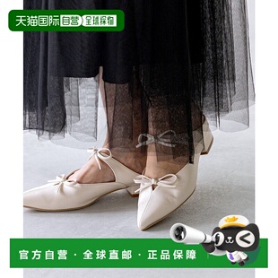 日本直邮Menue 双缎带穆勒高跟鞋 ME8623BW002996 黑色平底鞋单鞋