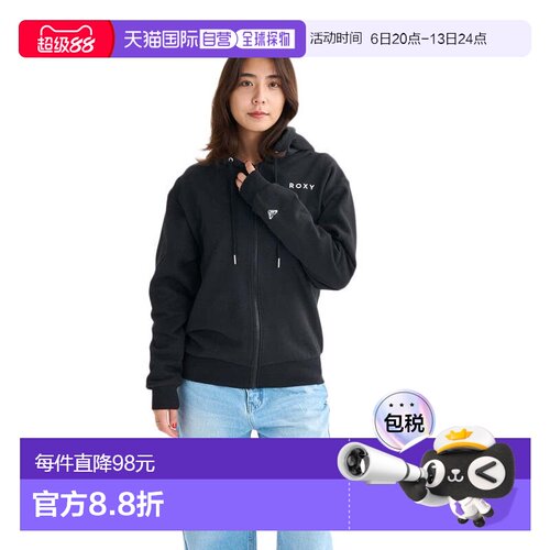 日本直邮ROXY 女士HISTORICAL LOGO拉链连帽卫衣 25FWRZP254027BL