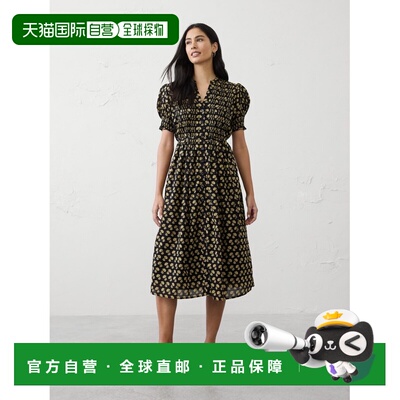 日本直邮BANANA REPUBLIC 女装 纯棉细褶扣饰直筒中长连衣裙 8580