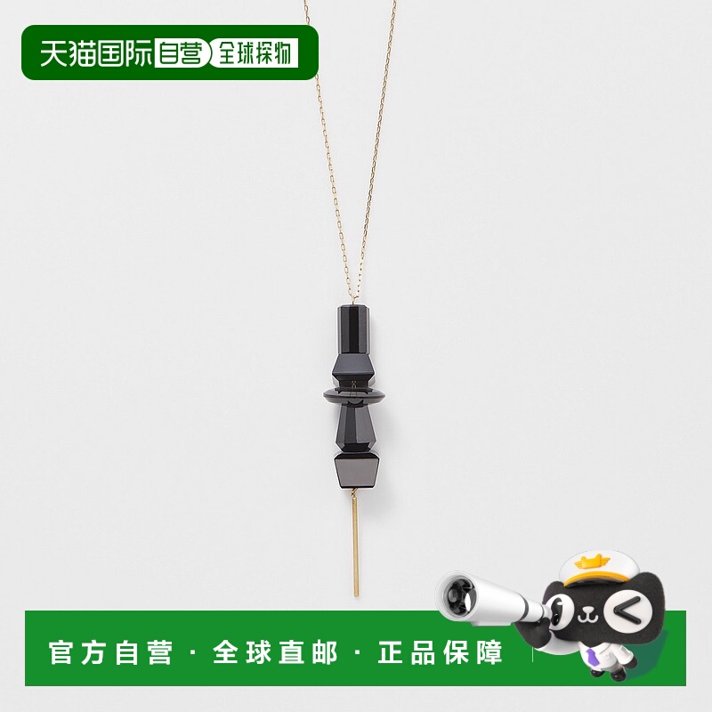 日本直邮日潮 agete 阿卡朵10K石头项链黑色 均码爆款石英吊坠