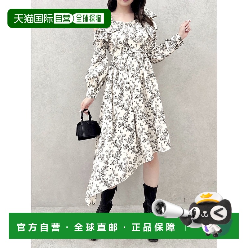 1h可退 日本直邮dazzlin 女士蝴蝶结肩带不对称连衣裙 0224603008