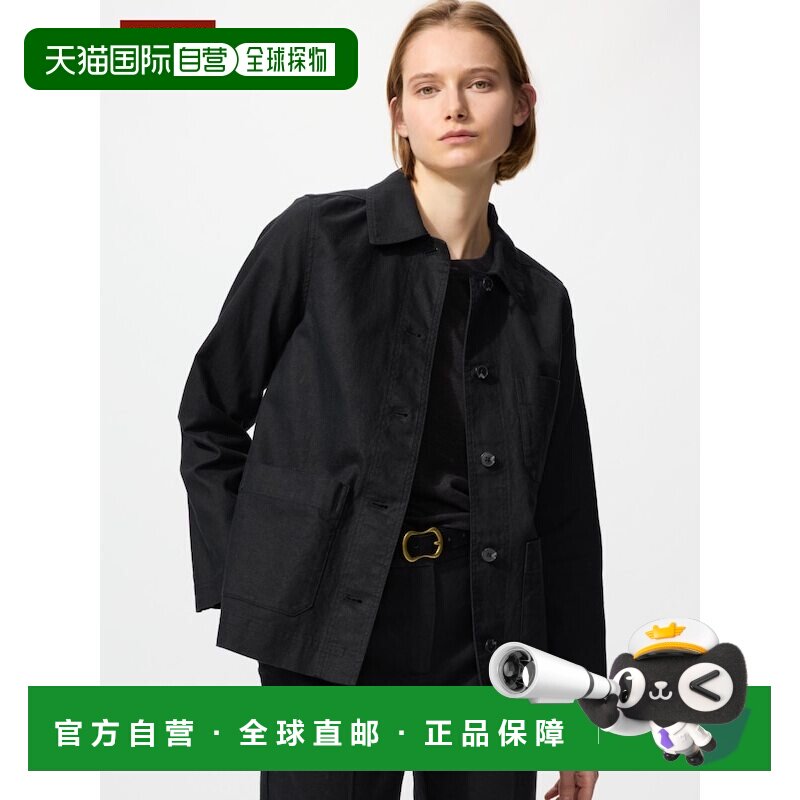 日本直邮UNIQLO优衣库 纯色单排扣长袖口袋夹克外套 女款图片