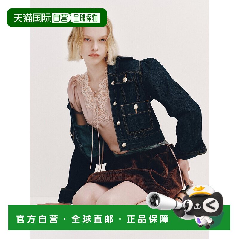 日本直邮LILY BROWN 皮革饰边经典牛仔夹克休闲风