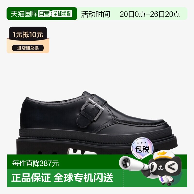 日本直邮Clarks Badell Monk（黑色皮革）男鞋厚底鞋