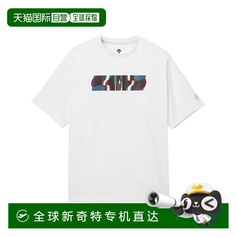 日潮跑腿DESCENTE迪桑特 运动风格 图案棉质T恤 WH01 S DT5SHT63M