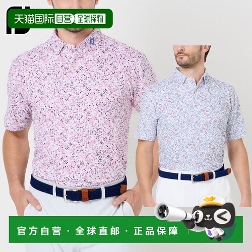 日本直邮FootJoy 高尔夫球服男士短袖衬衫水彩弹力珠地针织面料“