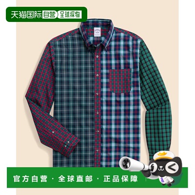 1h可退 日本直邮BROOKS BROTHERS 男士 纯棉塔特姆格纹休闲衬衫 P