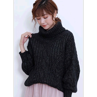 【日本直邮】DouxBelleOff高领宽松针织衫(黑色)毛衣秋冬季新款女