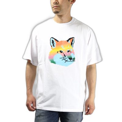 日本直邮 MAISON KITSUNE 活力狐狸头简单 T恤 T恤印花 T恤棉质休