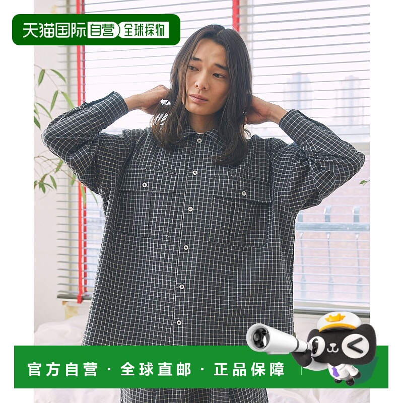 1h可退 日本直邮Unblend 男女同款格纹大号宽松休闲衬衫 LDsh1395