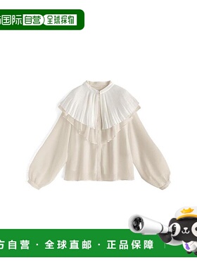 日本直邮日潮 GRL 褶皱领口荷叶边雪纺衬衫 js20泡泡袖