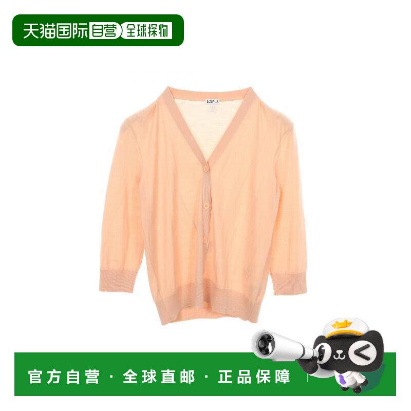 日本直邮中古Loewe罗意威女A级95新cardigan开衫羊毛上衣粉色