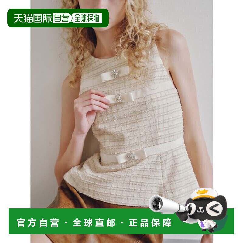 日本直邮LILY BROWN L.B CANDY STOCK 蝴蝶结装饰粗花呢吊带背心