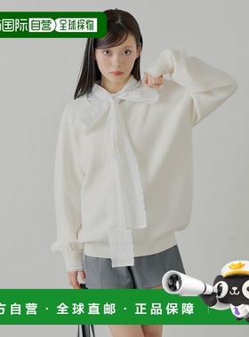 1h可退 日本直邮Chico 女装 镂空蕾丝拼接针织上衣 蝴蝶结领设计