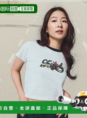 1h可退 日本直邮X-girl女装夏日潮流短袖Logo印花Crop Tee 105252
