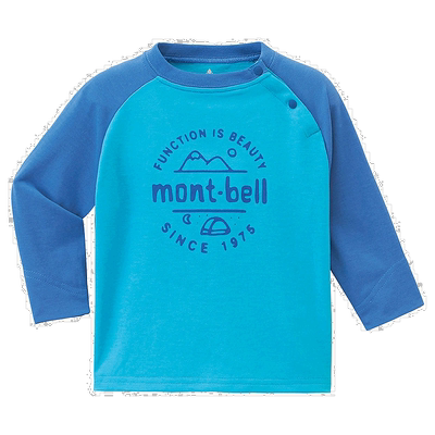日潮跑腿Montbell蒙贝欧WIC儿童小童速干棉质插肩长袖T恤80-90cm