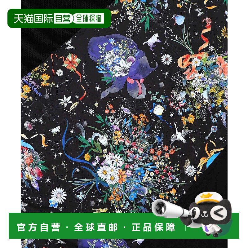 1h可退 日本直邮iS ScoLar 女装 猫与银河花卉印花 抽绳设计 针织