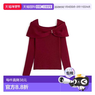 日本直邮日潮 GRL露肩蝴蝶结亮钻针织衫pm830上衣