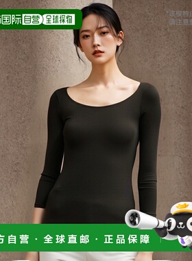 日本直邮THERMONE 暖击防寒女士衬衫长袖保温圆领黑色标准款黑色