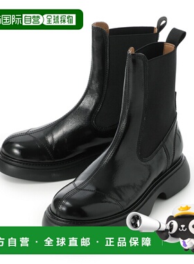 日本直邮Ganni 女士切尔西靴 黑色 s2497 004 黑色 日常中筒切尔