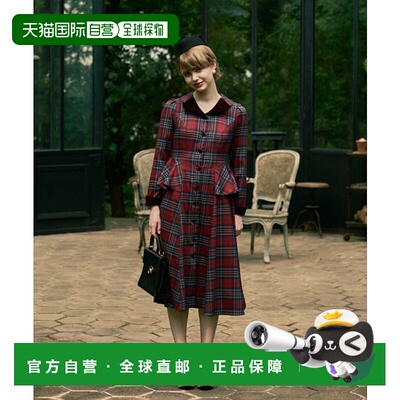 1h可退 日本直邮an another angelus 女士经典别珍领口拼接连衣裙