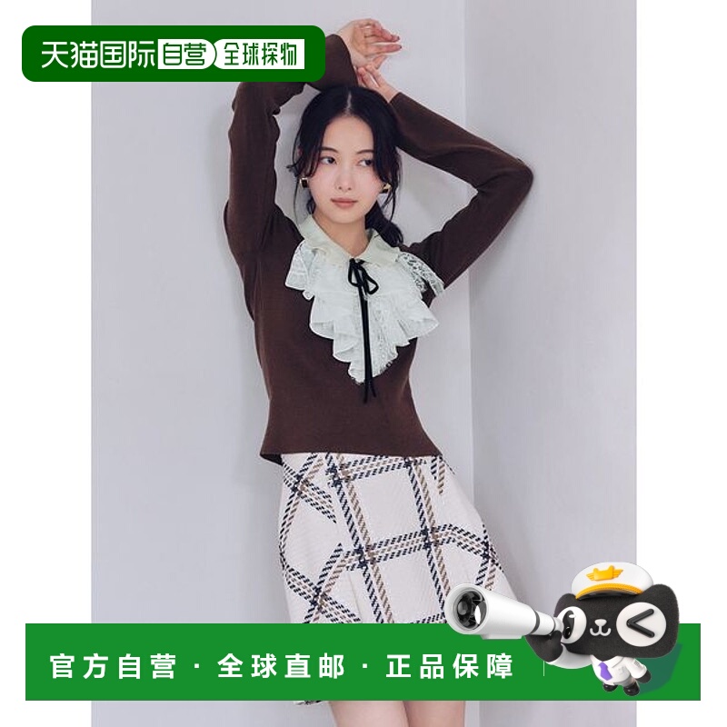 日本直邮SNIDEL 可持续罗纹格纹迷你短裙 [SN1728EW045322]