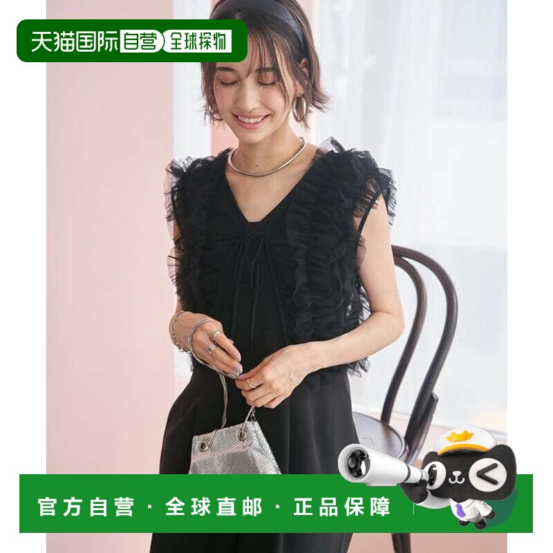 日本直邮NICE CLAUP 薄纱背心连体裤 黑色性感上衣背带裤连体衣