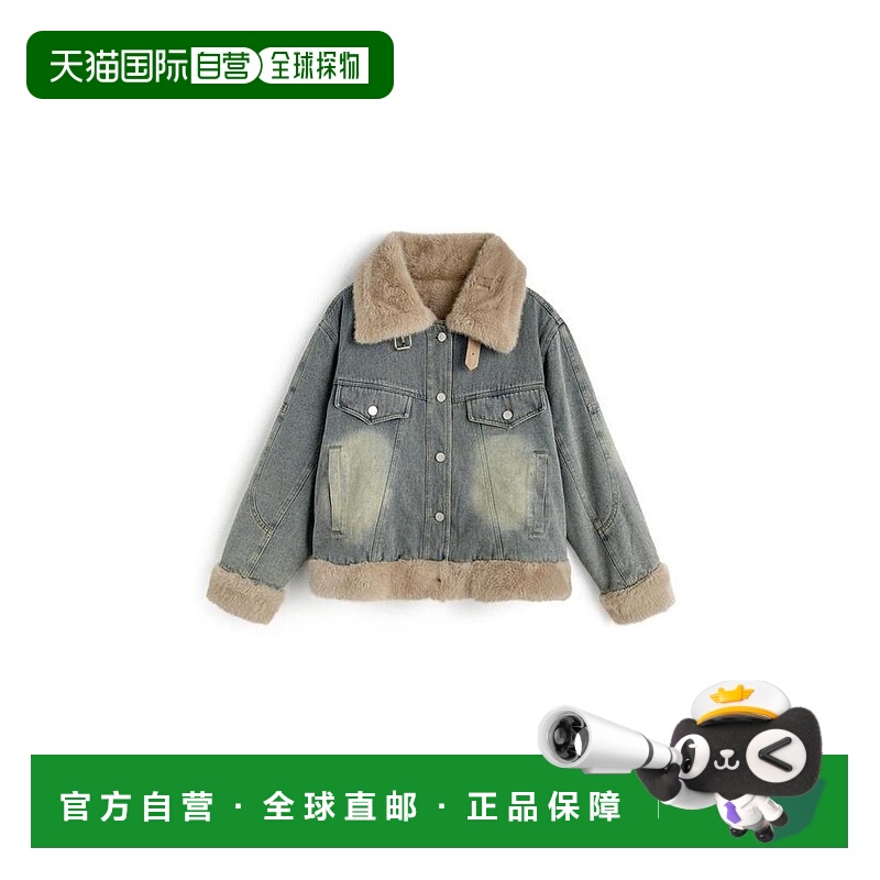 日本直邮日潮 GRL襟2Way牛仔毛毛皮草外套GC285