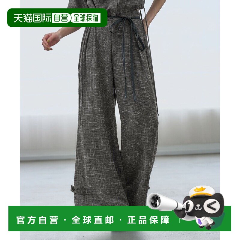 1h可退 日本直邮HARE 女装 高腰网眼阔腿西裤（配仿皮腰带） 6581