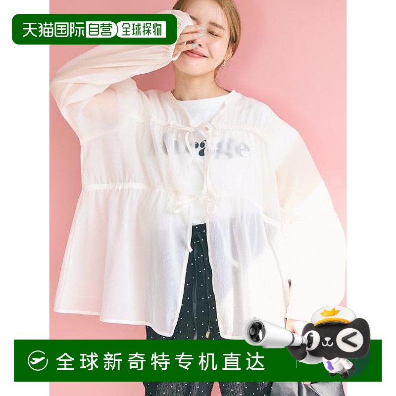 1h可退日本直邮coca透视蝴蝶结垂褶衬衫新款