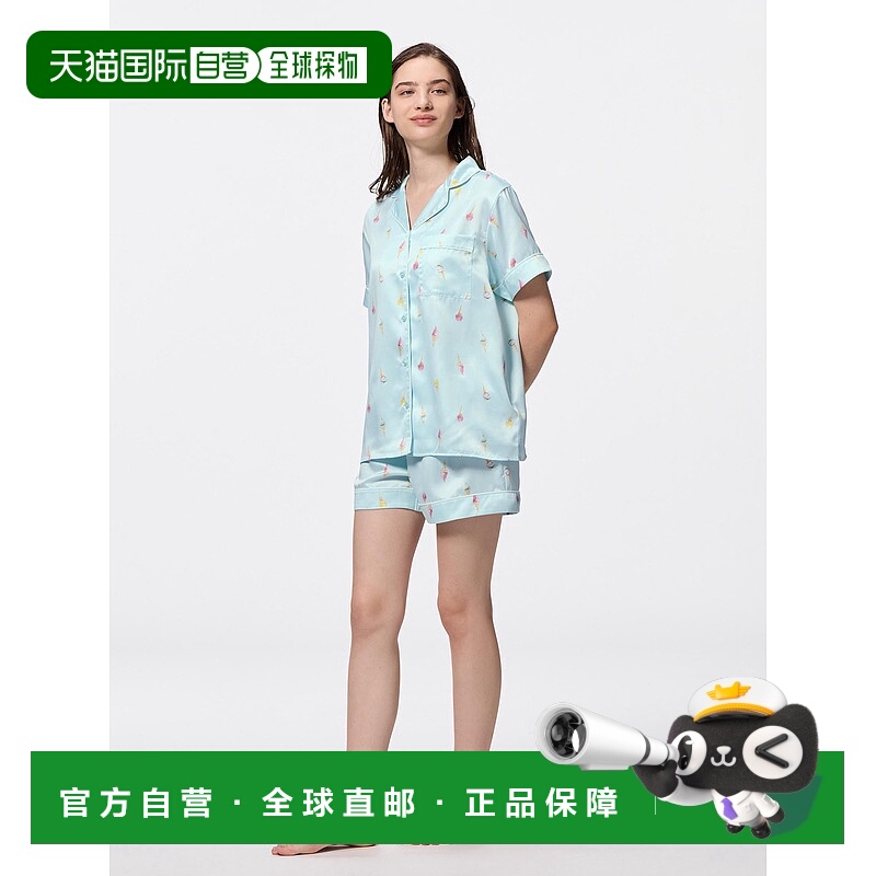 自营 日潮跑腿GU极优 缎面睡衣短袖短裤Gelato 60 LIGHT BLUE WOM