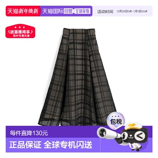 TU1082长款 格纹透视喇叭裙 半身裙伞裙休闲裙子 GRL 日本直邮日潮