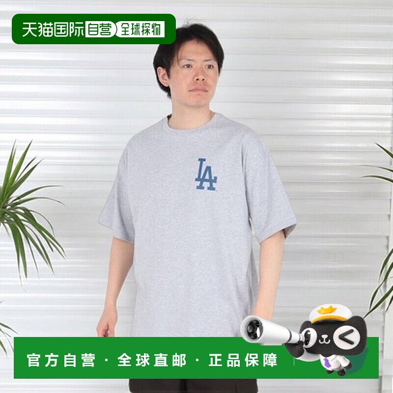 日本直邮MLB 洛杉矶道奇队三段logo半袖T恤 [上衣] 59233998灰色图片