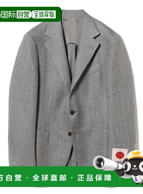 日本直邮BEAMS F 男装 羊毛混亚麻人字纹修身西装外套 2116126026