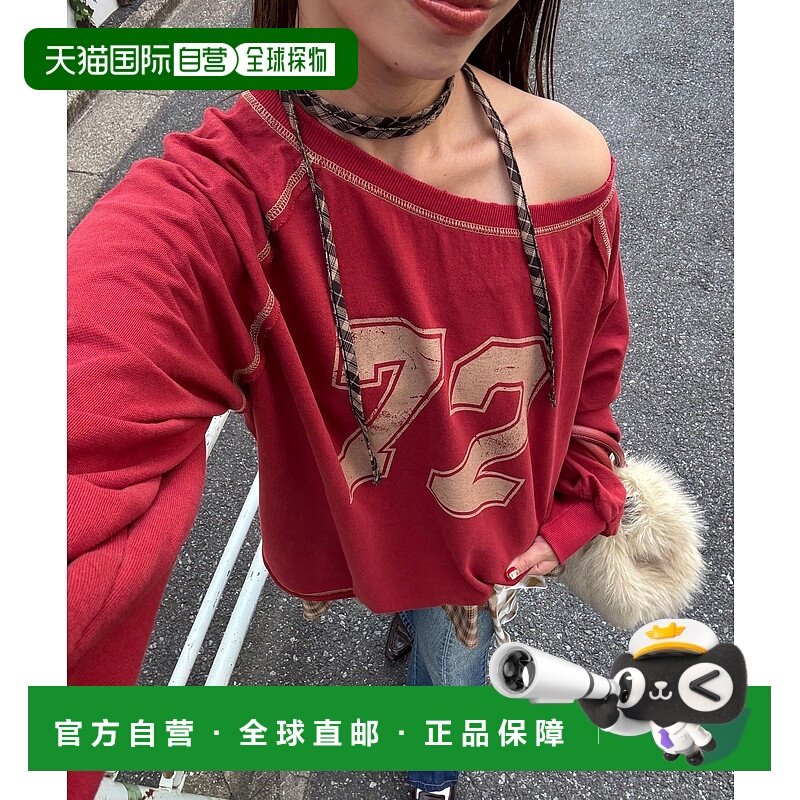 1h可退 日本直邮CIAOPANIC 女装 数字印花宽松拉格兰卫衣 配色车