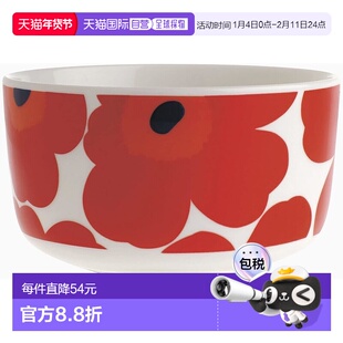 【日本直邮】Marimekko 餐碗UNIKKO 12.5cm/500ml白/红063433-001